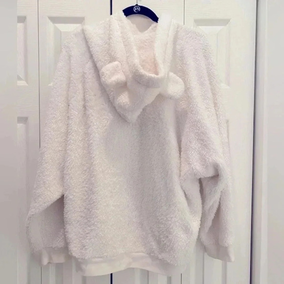 Gully Hicks by Hollister Women’s‎ White Fleece Hoodie w/Kangaroo Pockets EUC M/L - Picture 8 of 12